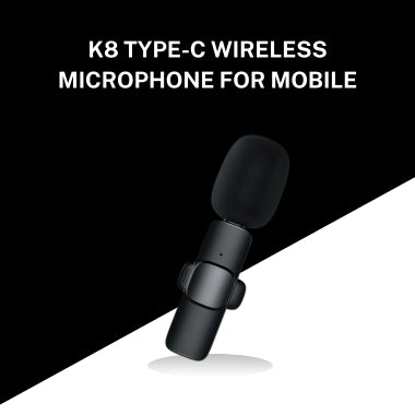 K8 Type-C Wireless Microphone for Mobile | Noise Reduction Lavalier Mic for Vlogging & Recording