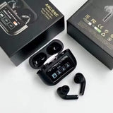 Black A9 Pro Wireless Earbuds | ANC Noise Cancellation | Bluetooth 5.4 | HD Sound | Touch Control