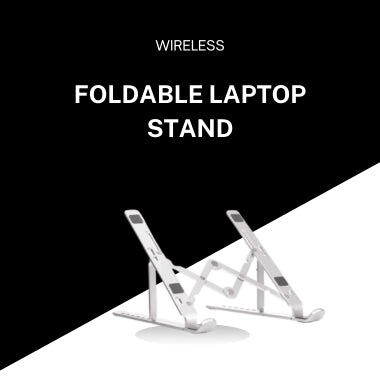 Premium Aluminum Foldable Laptop Stand | Adjustable, Portable & Sturdy | Silver & Black