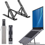 Premium Aluminum Foldable Laptop Stand | Adjustable, Portable & Sturdy | Silver & Black
